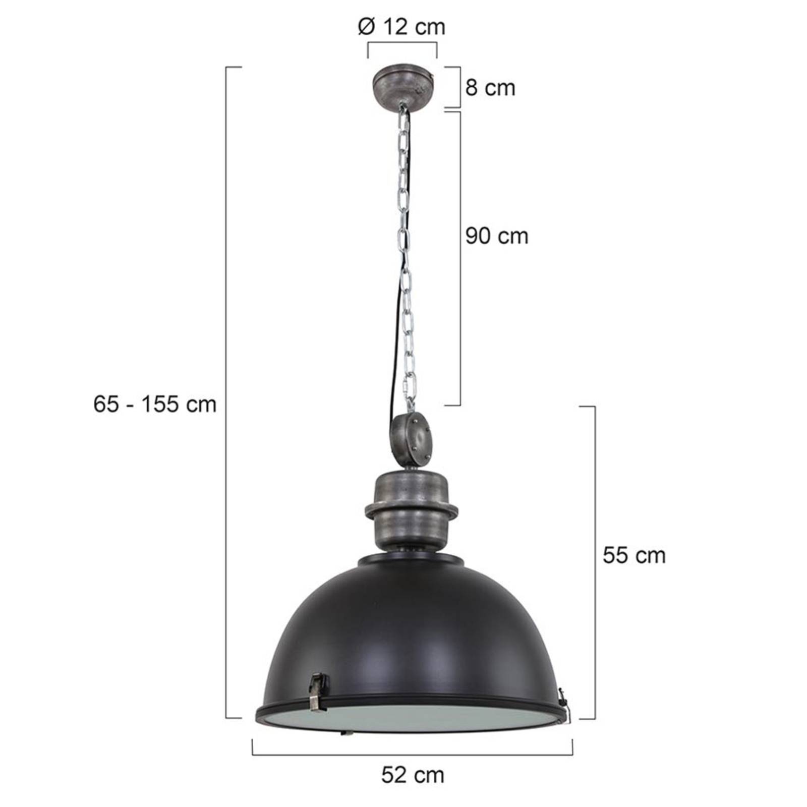 Czarna industrialna lampa wisząca Bikkel L02