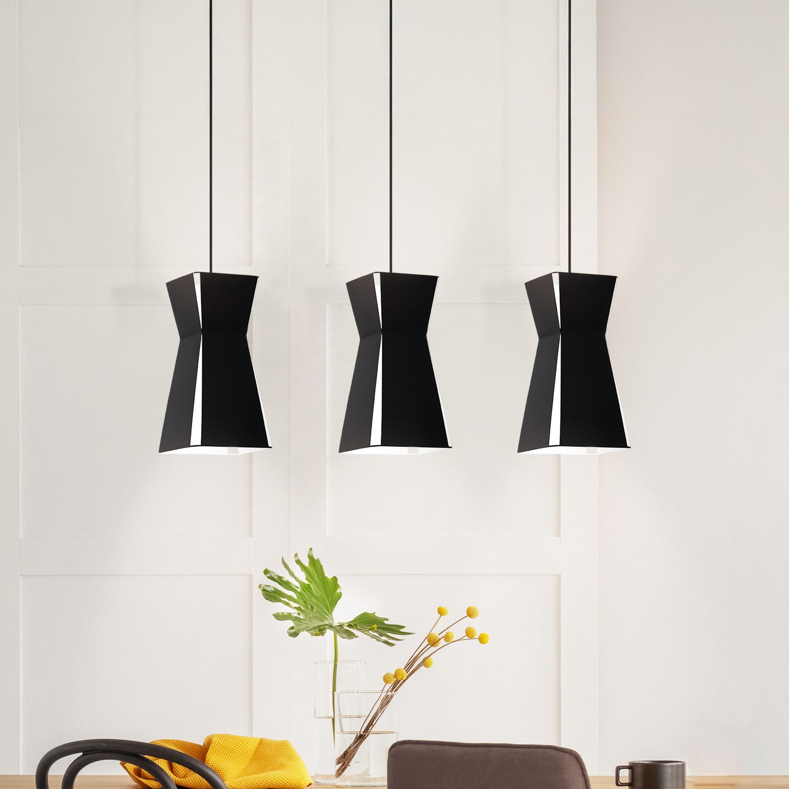 Valecrosia hanging light, black, 3-bulb