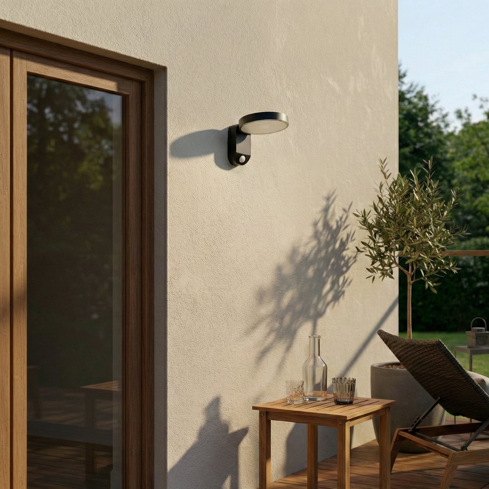 Applique murale solaire LED Tarlson, ronde, anthracite, capteur - PRIOS