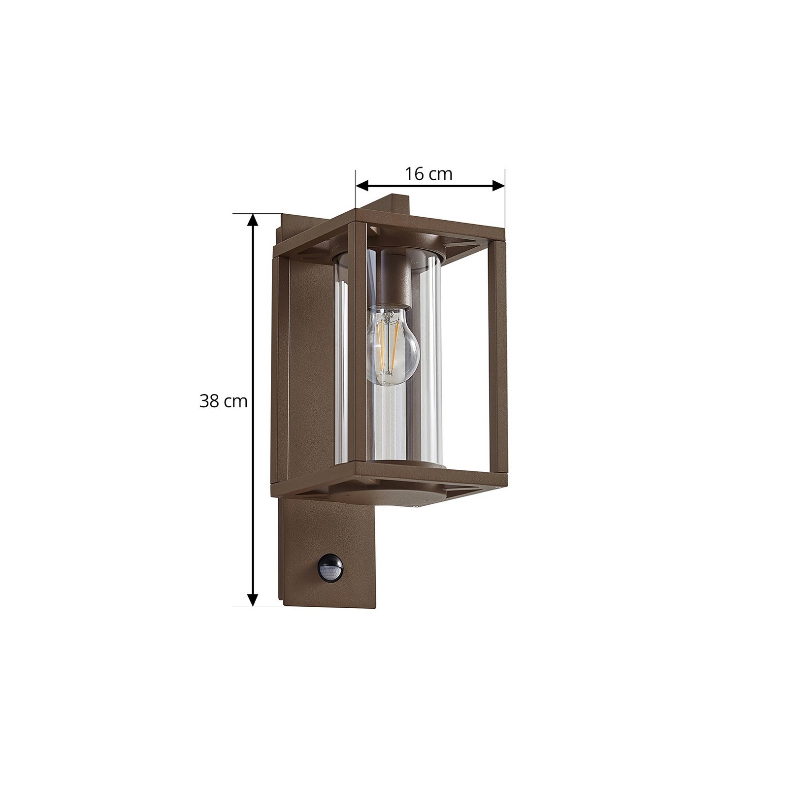 Lucande outdoor wall lamp Ferda, sensor, hanging, bronze, E27