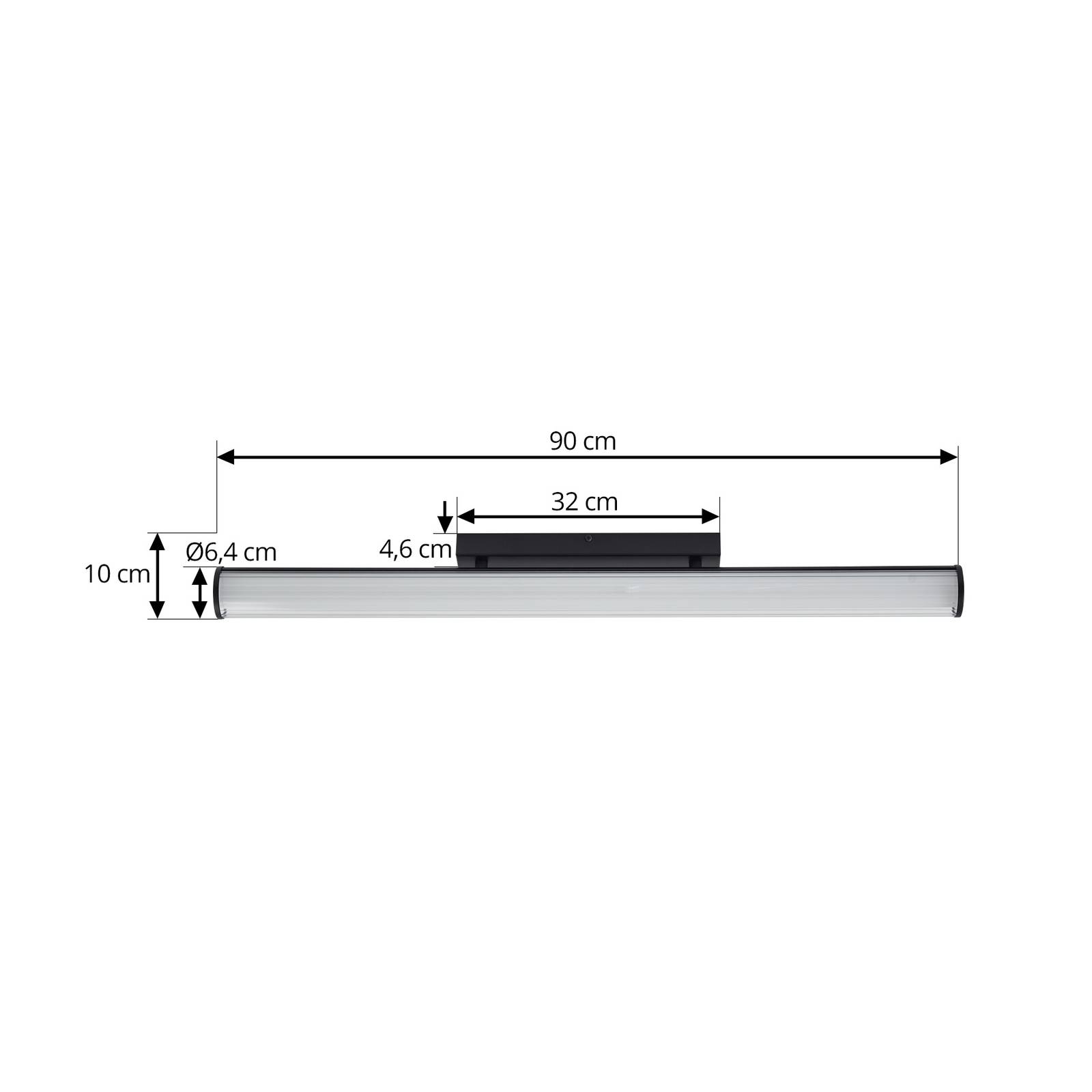 Lindby kinkiet LED Kirka, czarny, metal, IP44, 90cm, CCT