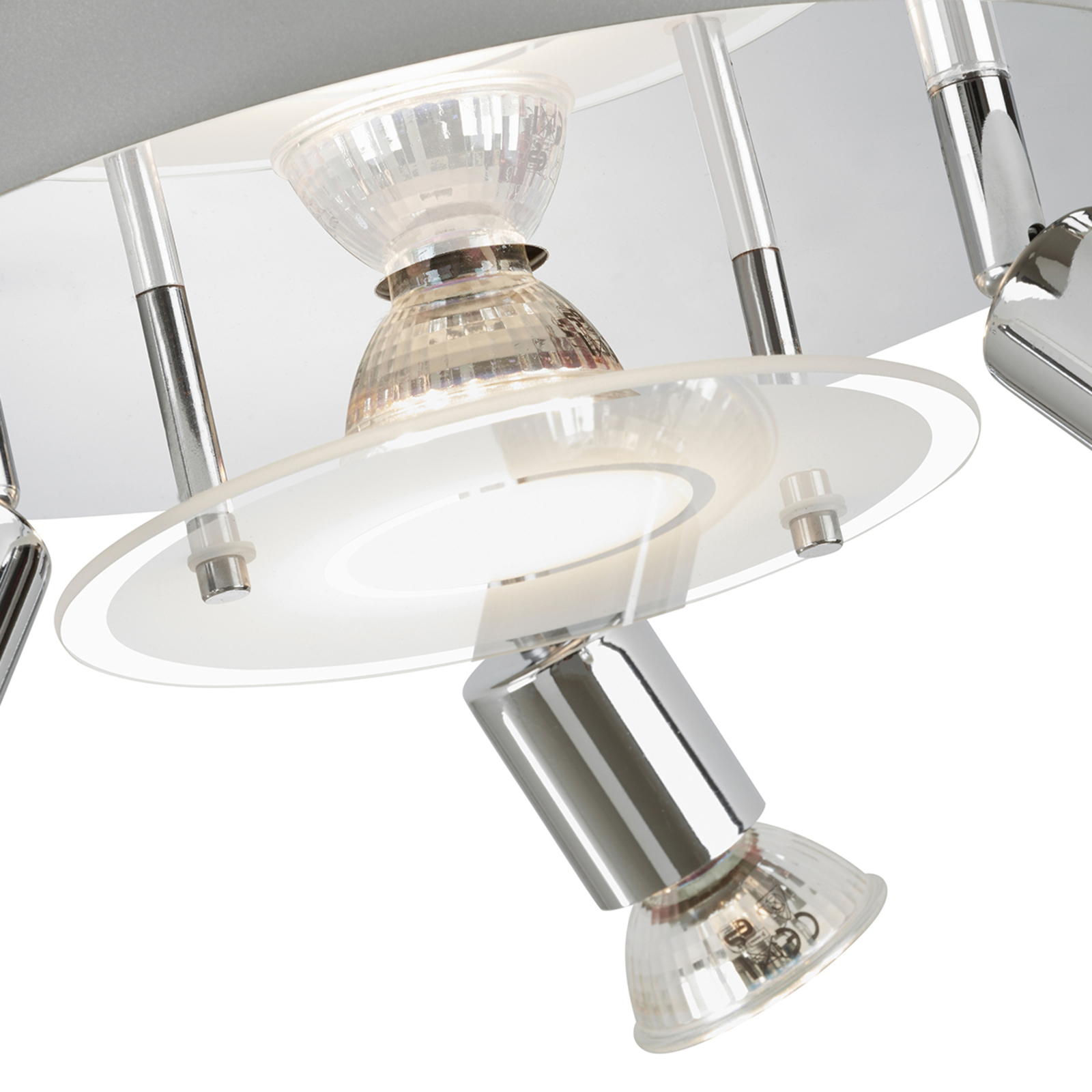 Orna LED-loftslampe, rondel, fire lys, krom