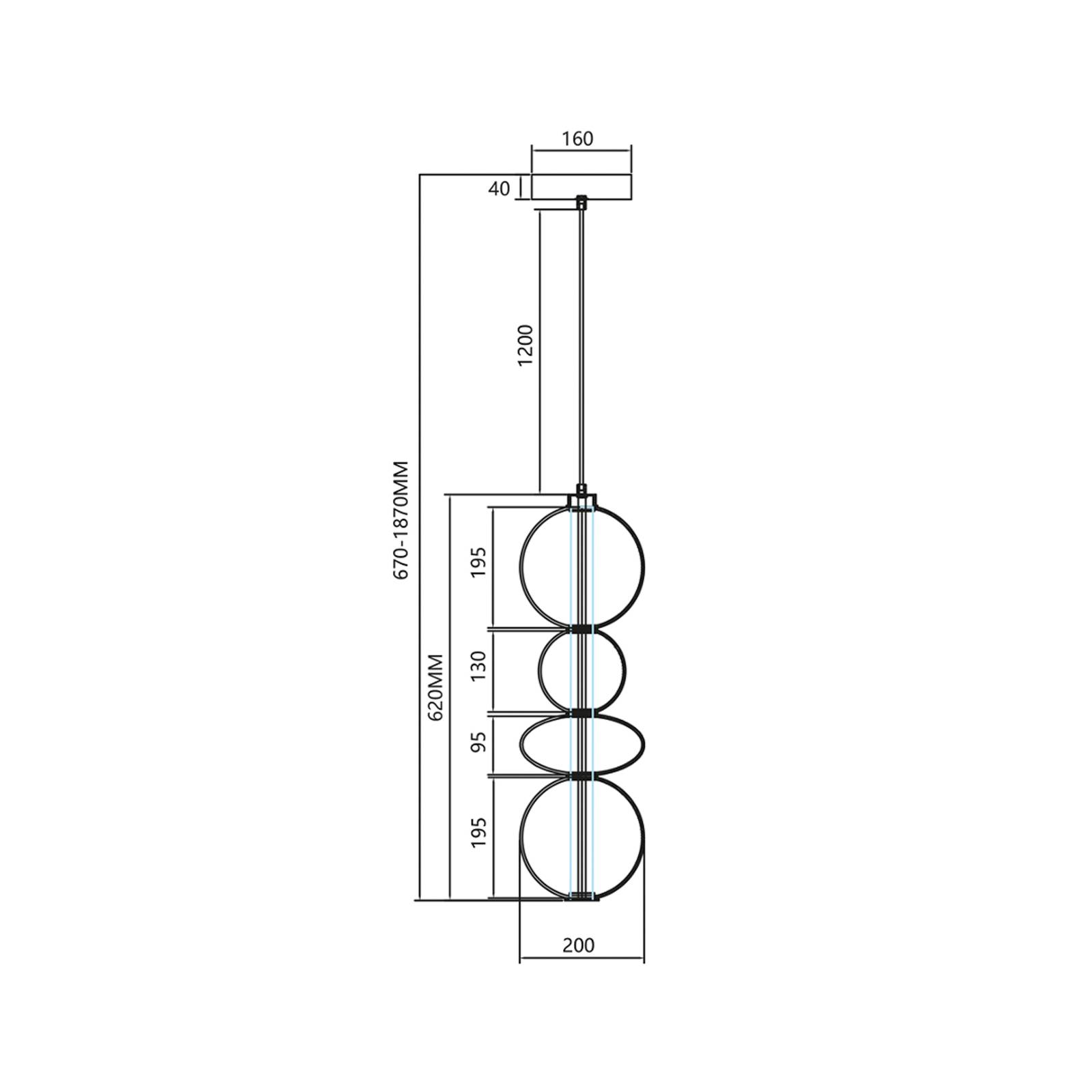 Lampa wisząca LED Daphne, szaro-przezroczyste szkło, wysokość 62 cm