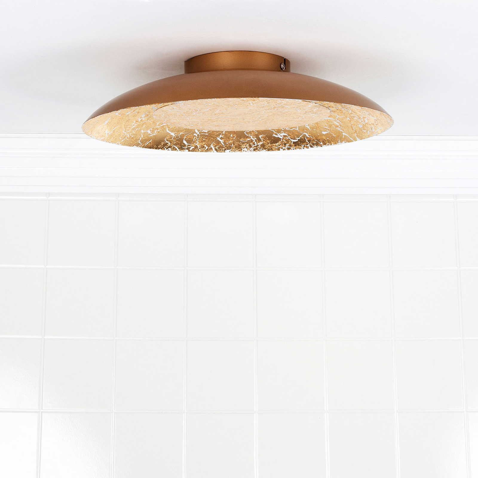 Lucide Foskal LED ceiling light, brass, Ø 34.5 cm, for Living / Dining Room, metal, 12 W, energy efficiency: A+, H: 7.3 cm