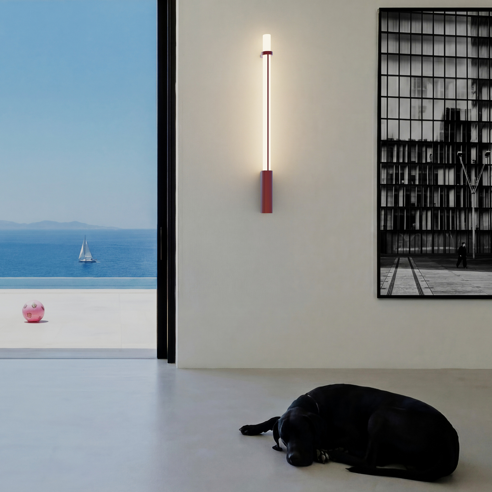 Applique murale LED « In Fine », rouge, hauteur 105 cm, IP65 - DCW Applique murale LED « In Fine », rouge, hauteur 105 cm, IP65 - DCW