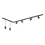 RAIL 230 V track lighting system, black, 4 spots, 2 pendants, 2.25m