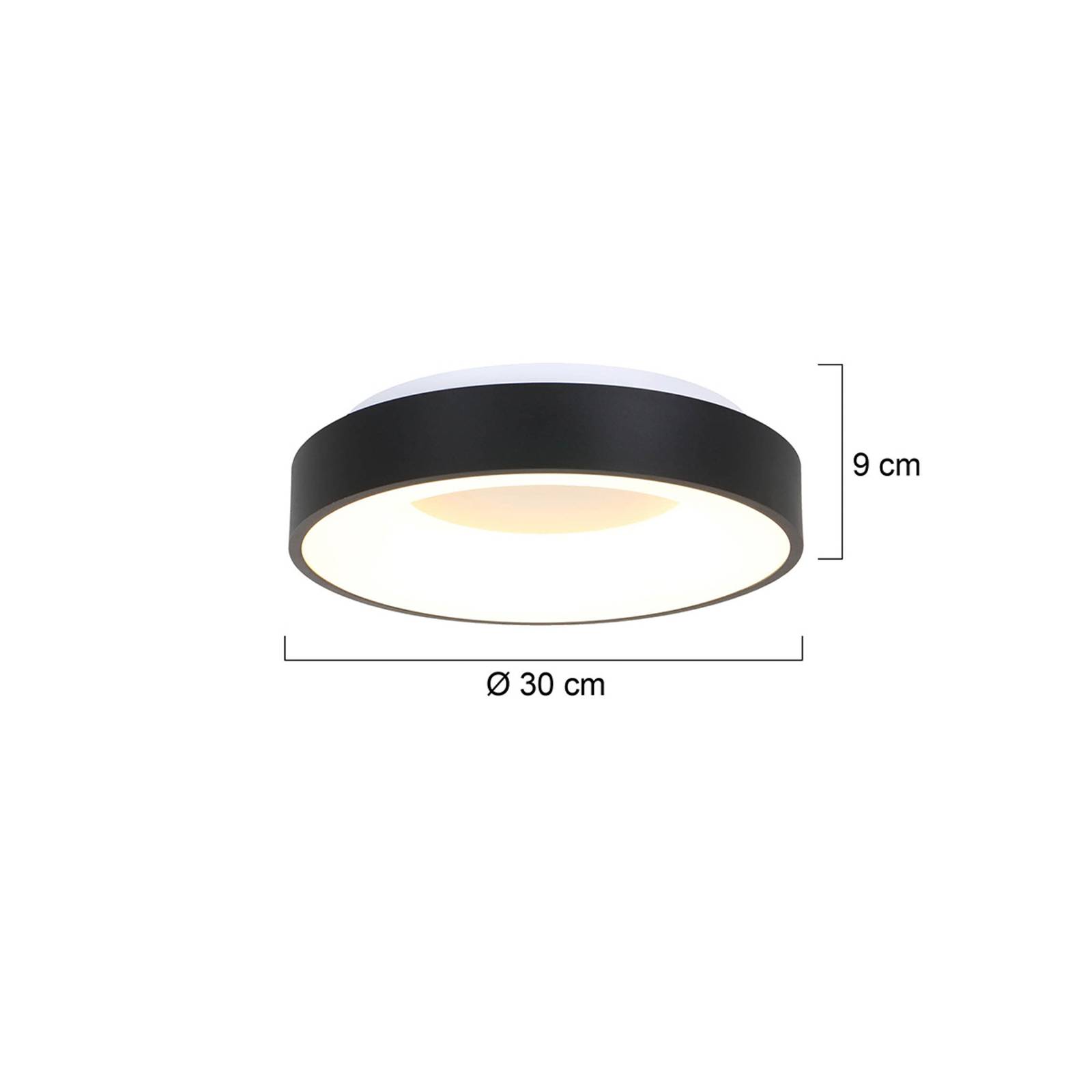 LED-taklampe Ringlede 2 700 K Ø 30 cm sort