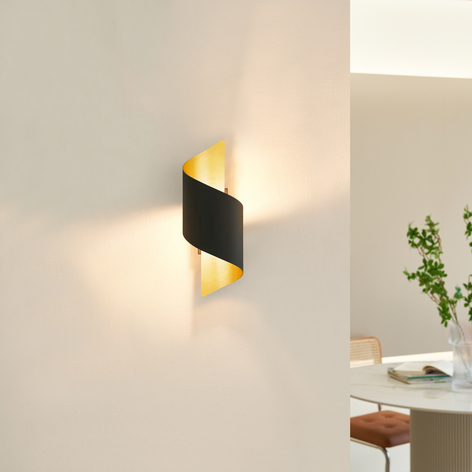 Metalen wandlamp Desirio, zwart-goud