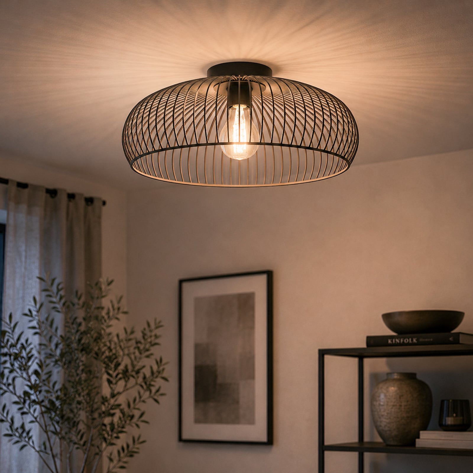 Plafonnier EGLO ALMANZORA, Ø 43 cm, noir, E27, métal