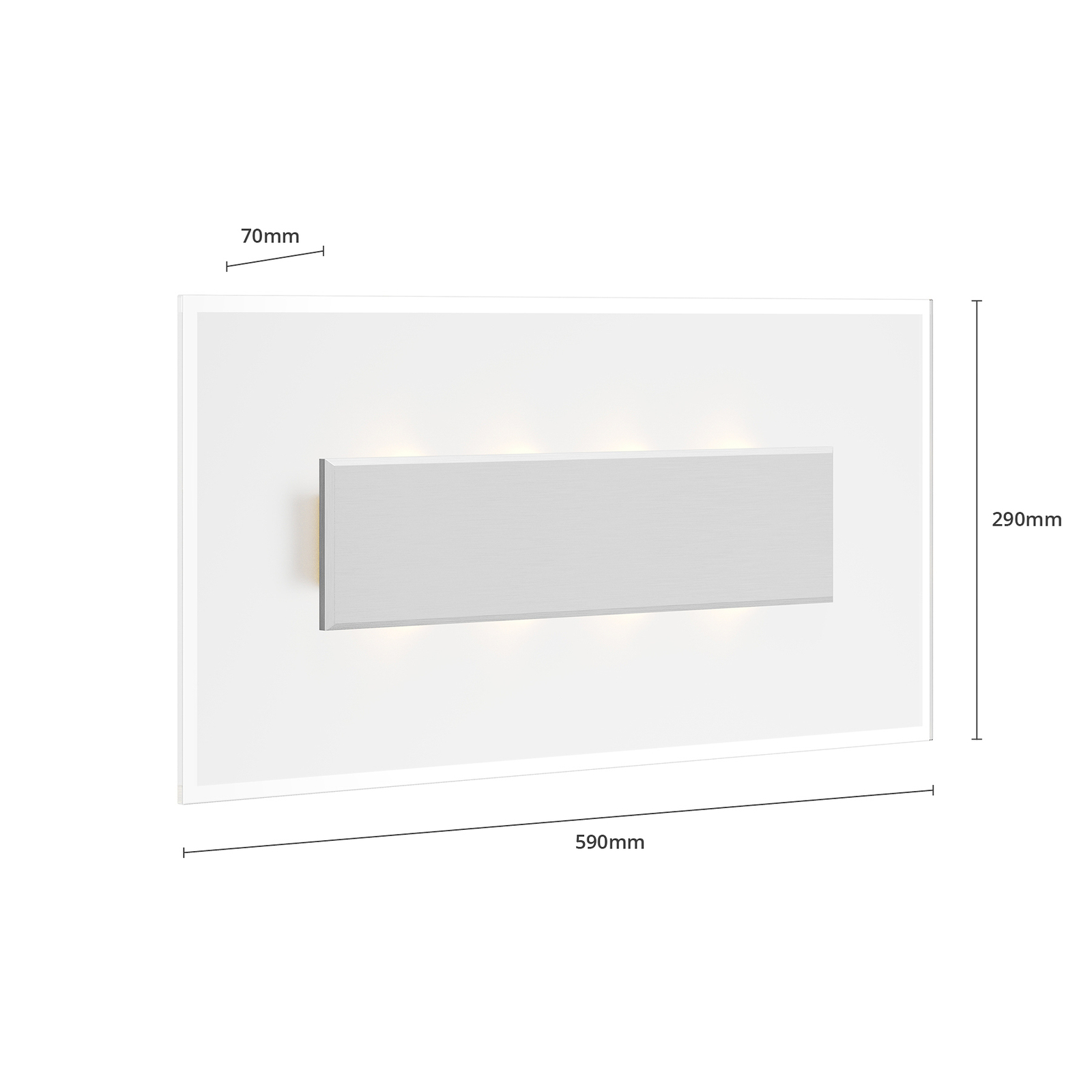 Quitani LED wall light Lole, aluminium, 59 x 29 cm, glass