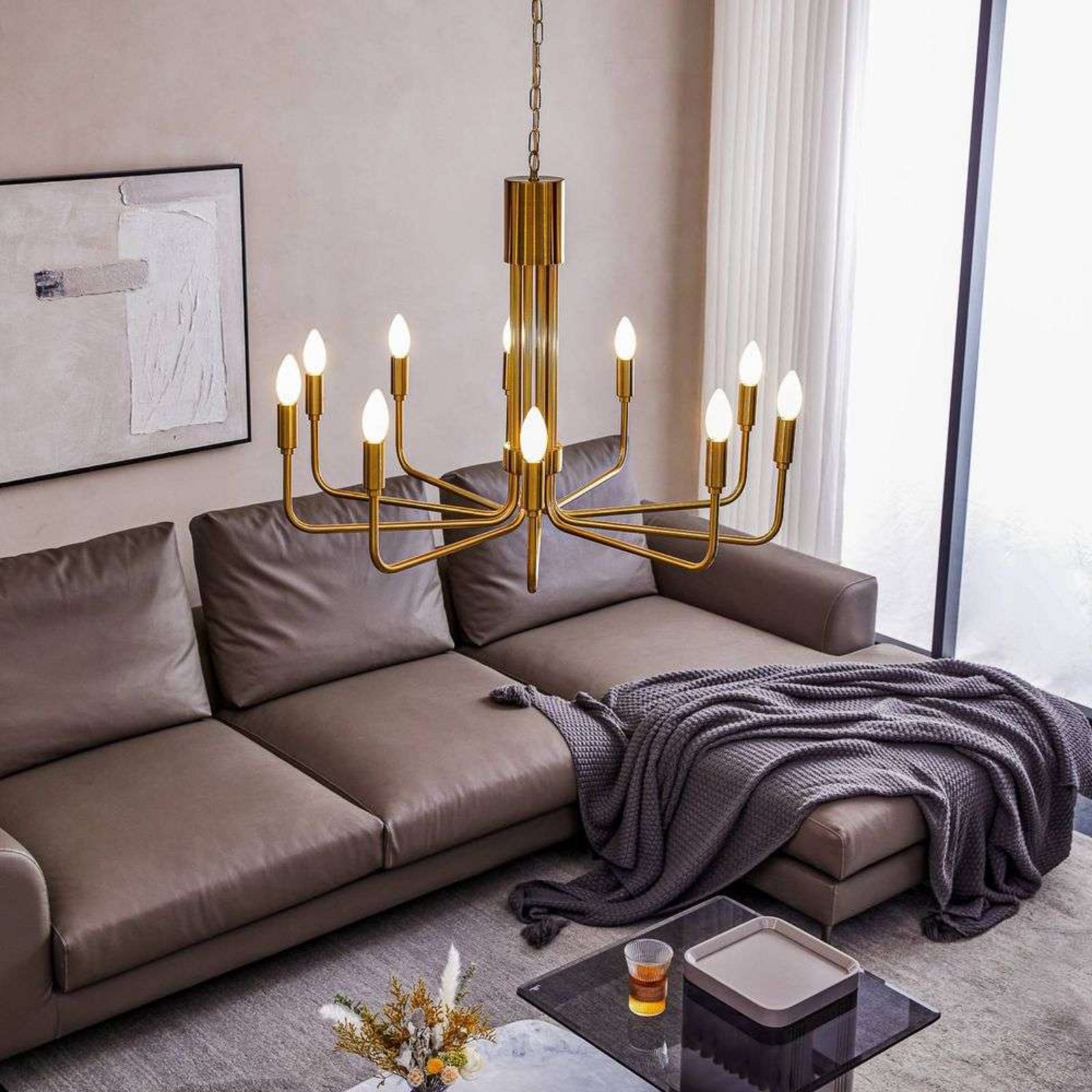 Elanova 10 Chandelier Brass - Lindby