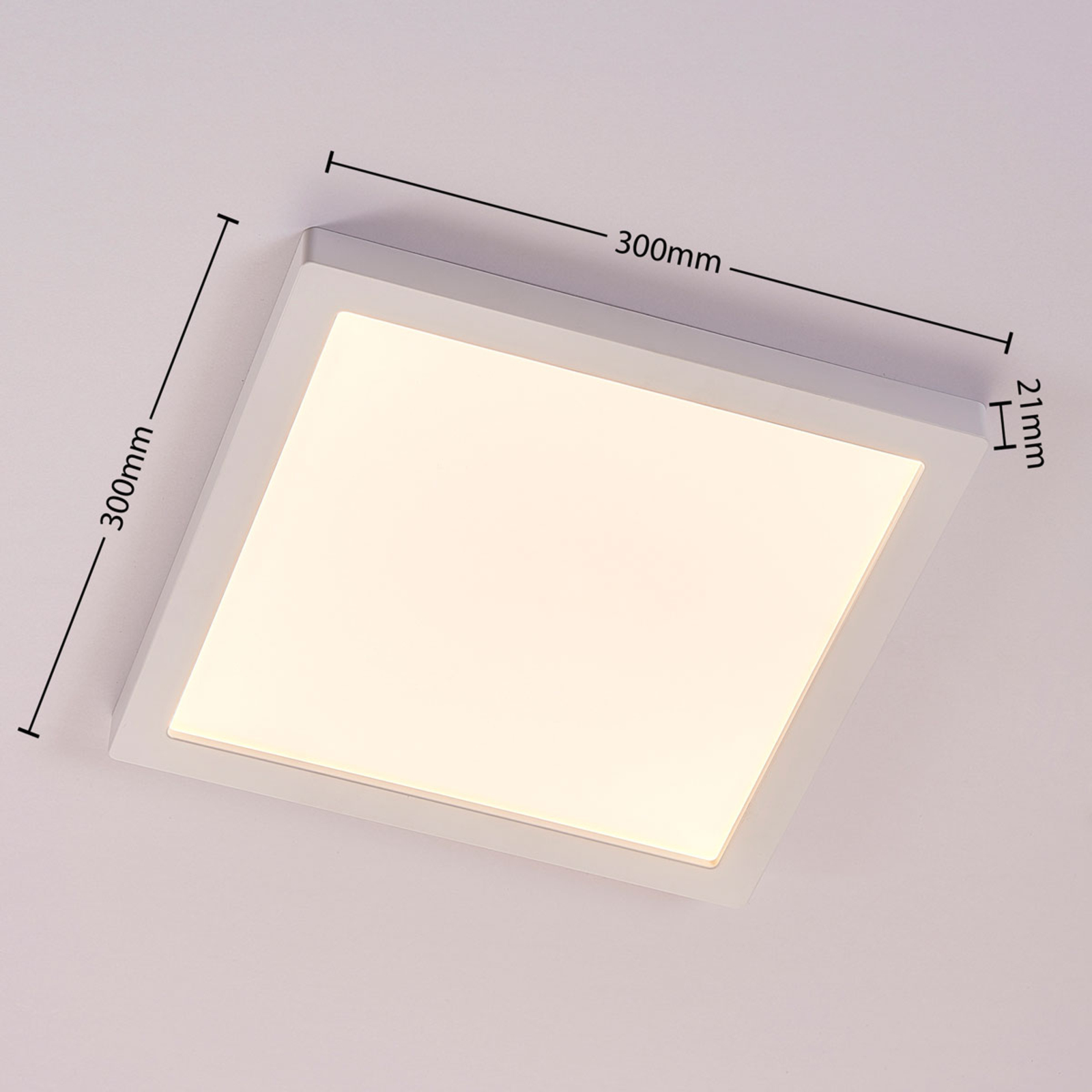 Solvie LED-taklampe, hvit, kantet, 30 x 30 cm