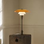 Louis Poulsen bordlampe PH 3-2, brunsert messing, ravfarget