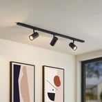 Lindby single-circuit track lighting system Linaro, GU10, black, 3-bulb.