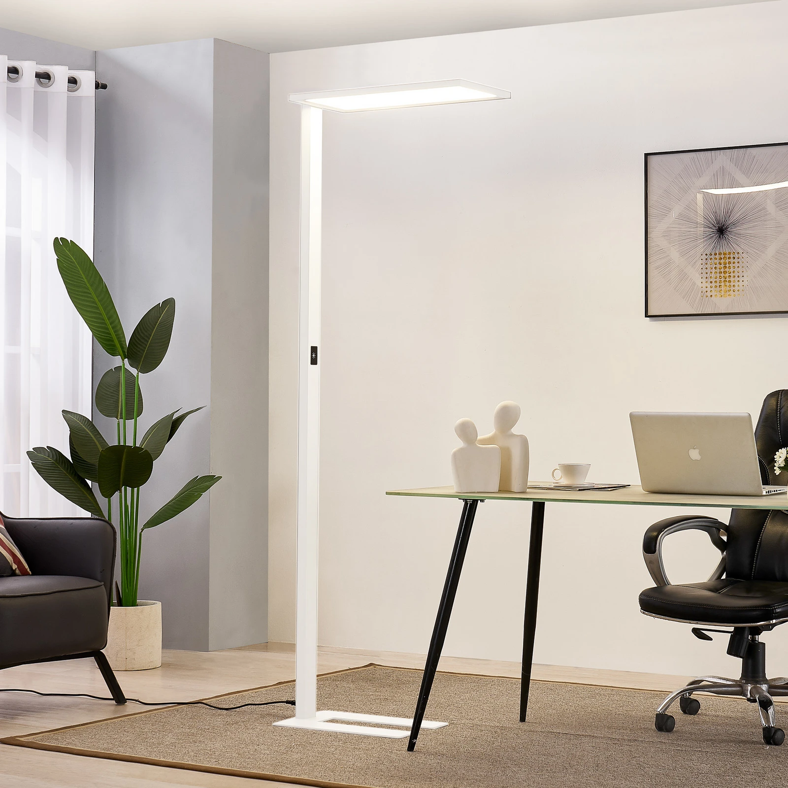 Prios LED-Bürostehleuchte Taronis, weiß, 195 cm, dimmbar