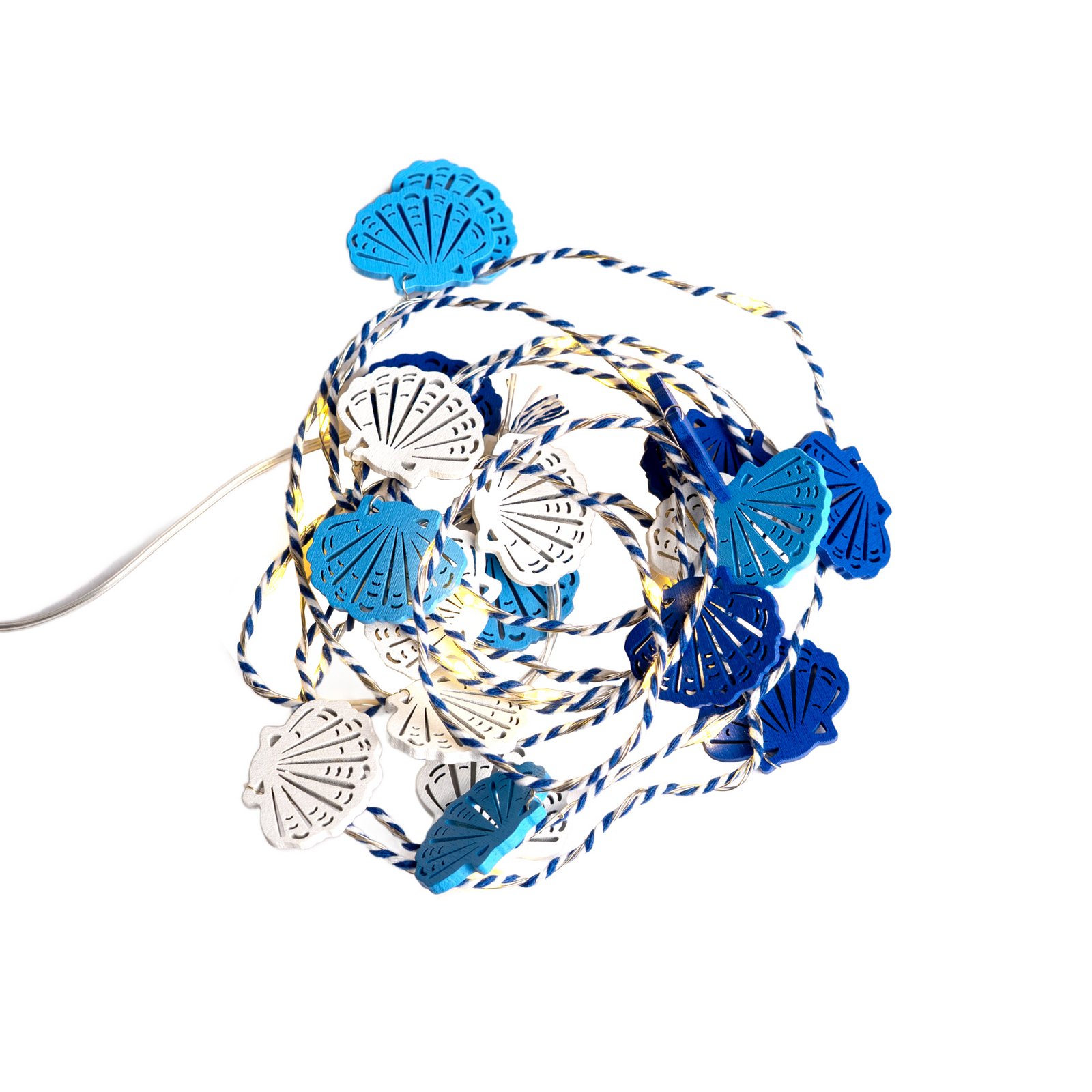 LED-Lichterkette Selma Clam, blau, 20-flg., Batteriebetrieb LED-Lichterkette Selma Clam, blau, 20-flg., Batteriebetrieb