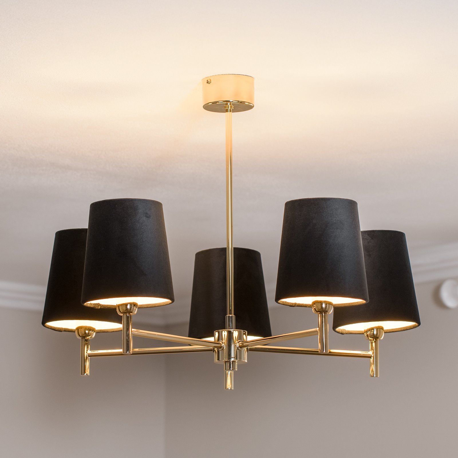 Euluna chandelier Nita, black/gold, 5-bulb