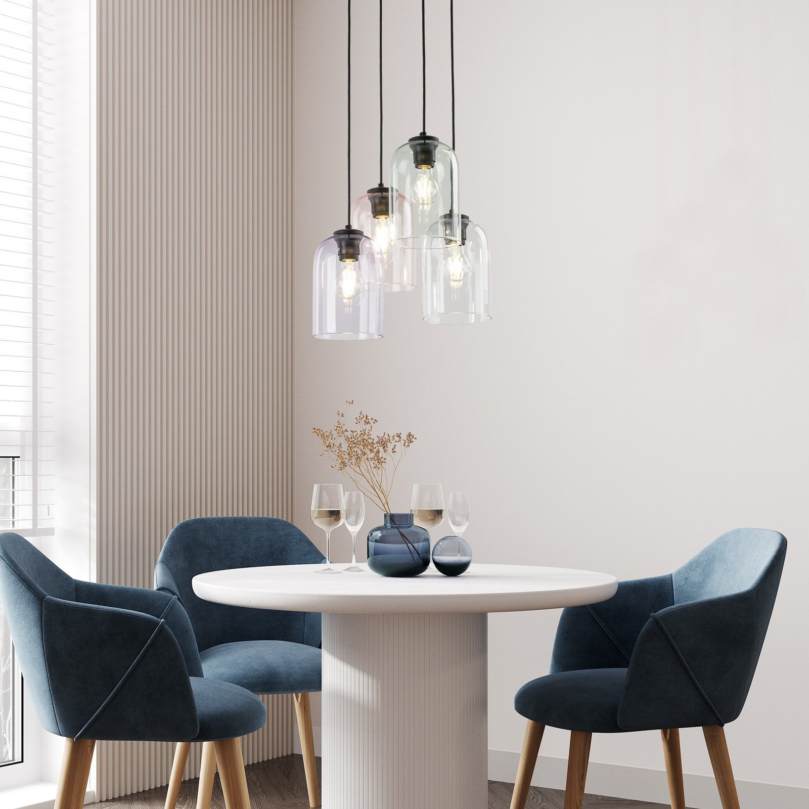 Viseća lampa Molly, Ø 38 cm, višebojna, metal, staklo, 4 žarulje.