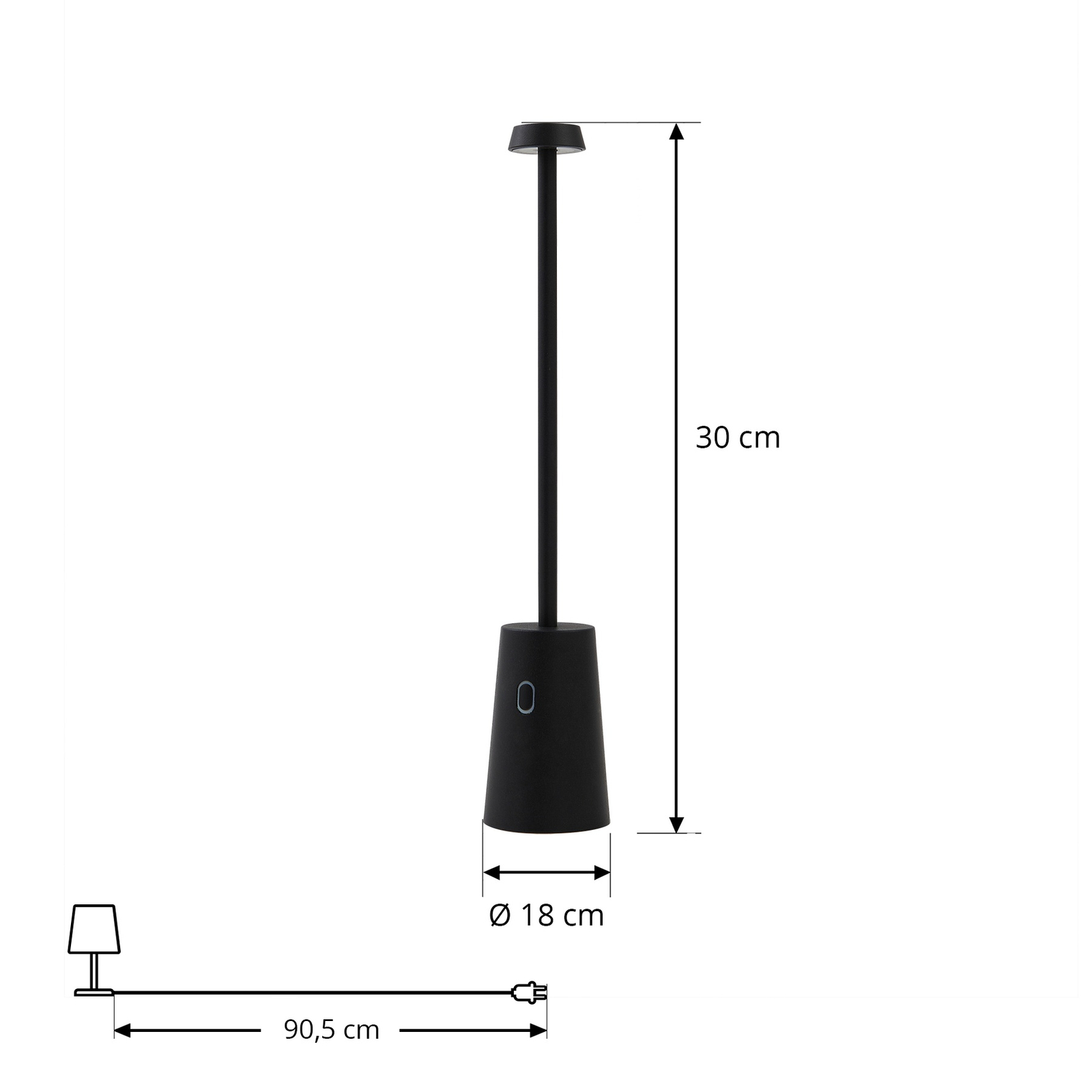 Lindby LED-Akkutischlampe Noelani, Höhe 30 cm, IP44, dimmbar