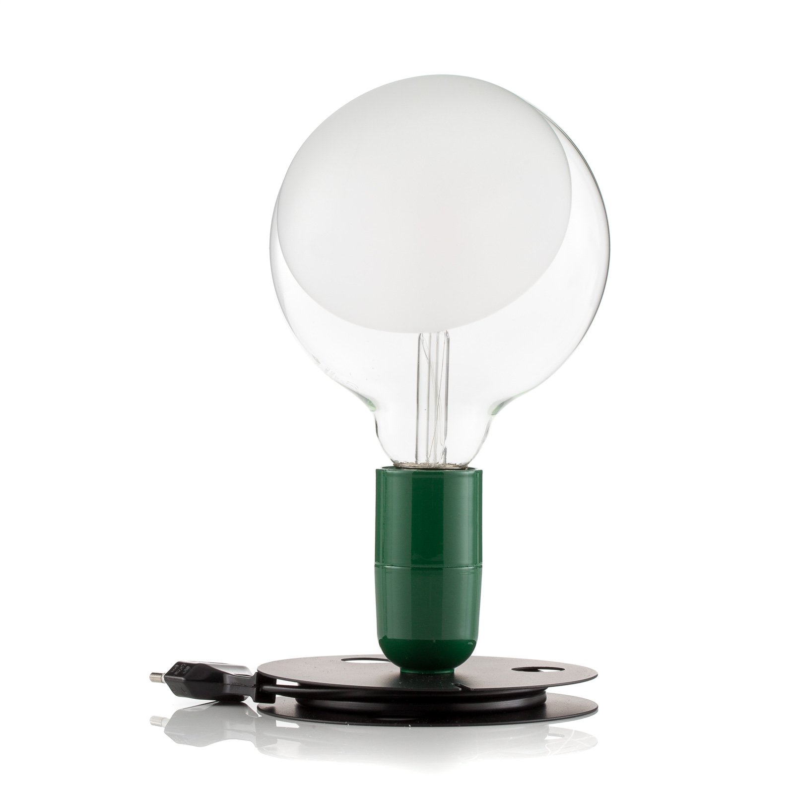 FLOS Lampadina LED-Tischlampe grün, Fuß schwarz