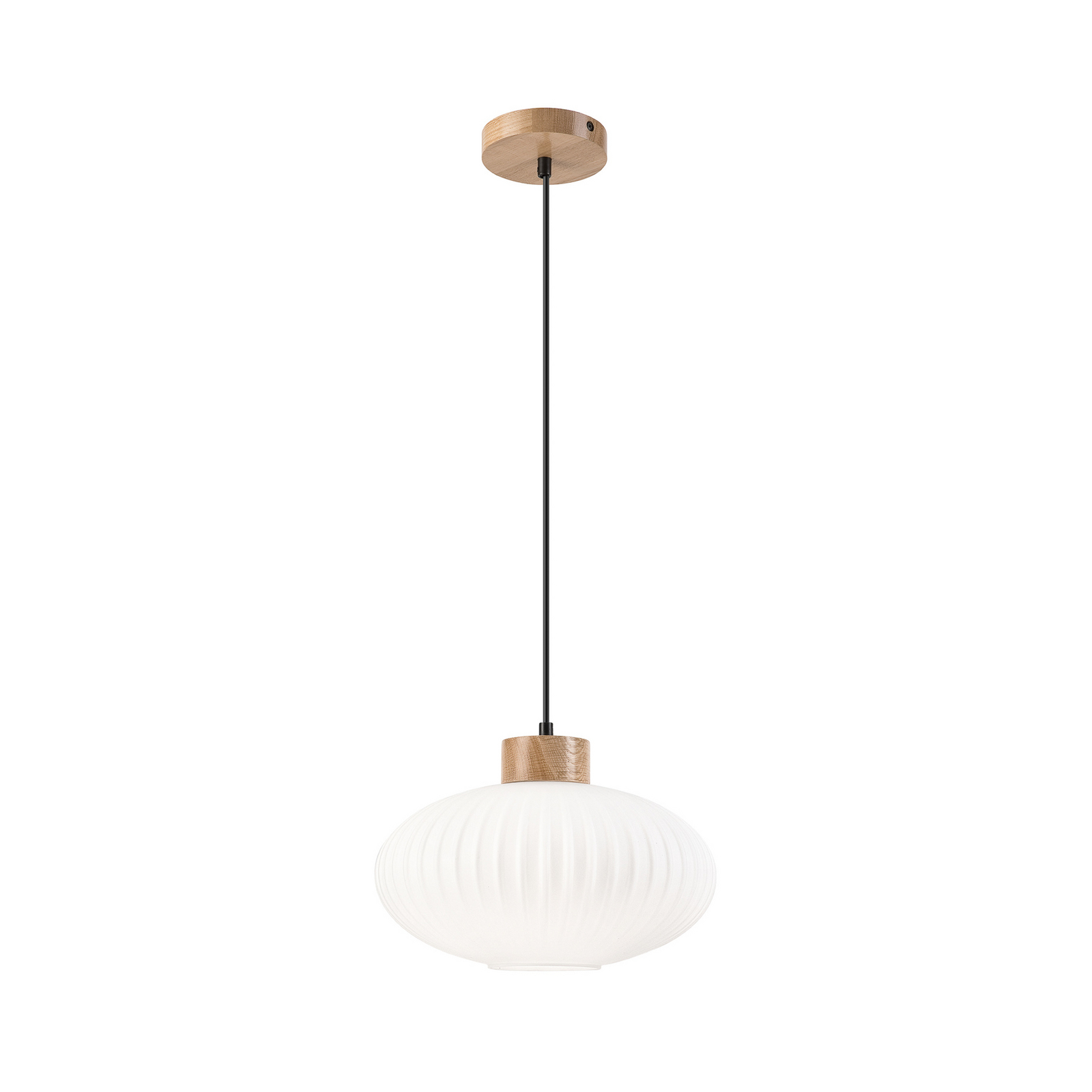 Pakabinamas šviestuvas "Harmony", Ø 25 cm, baltas/ąžuolas, stiklas/medis