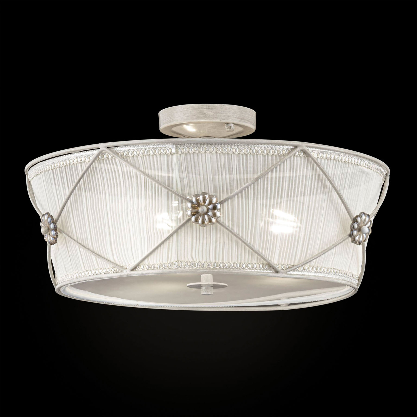 Maytoni Lea - decorative ceiling light made of organza, for Living / Dining Room, metal, organza, crystal, plastic, E27, 40 W, energy efficiency: A++, H: 23 cm