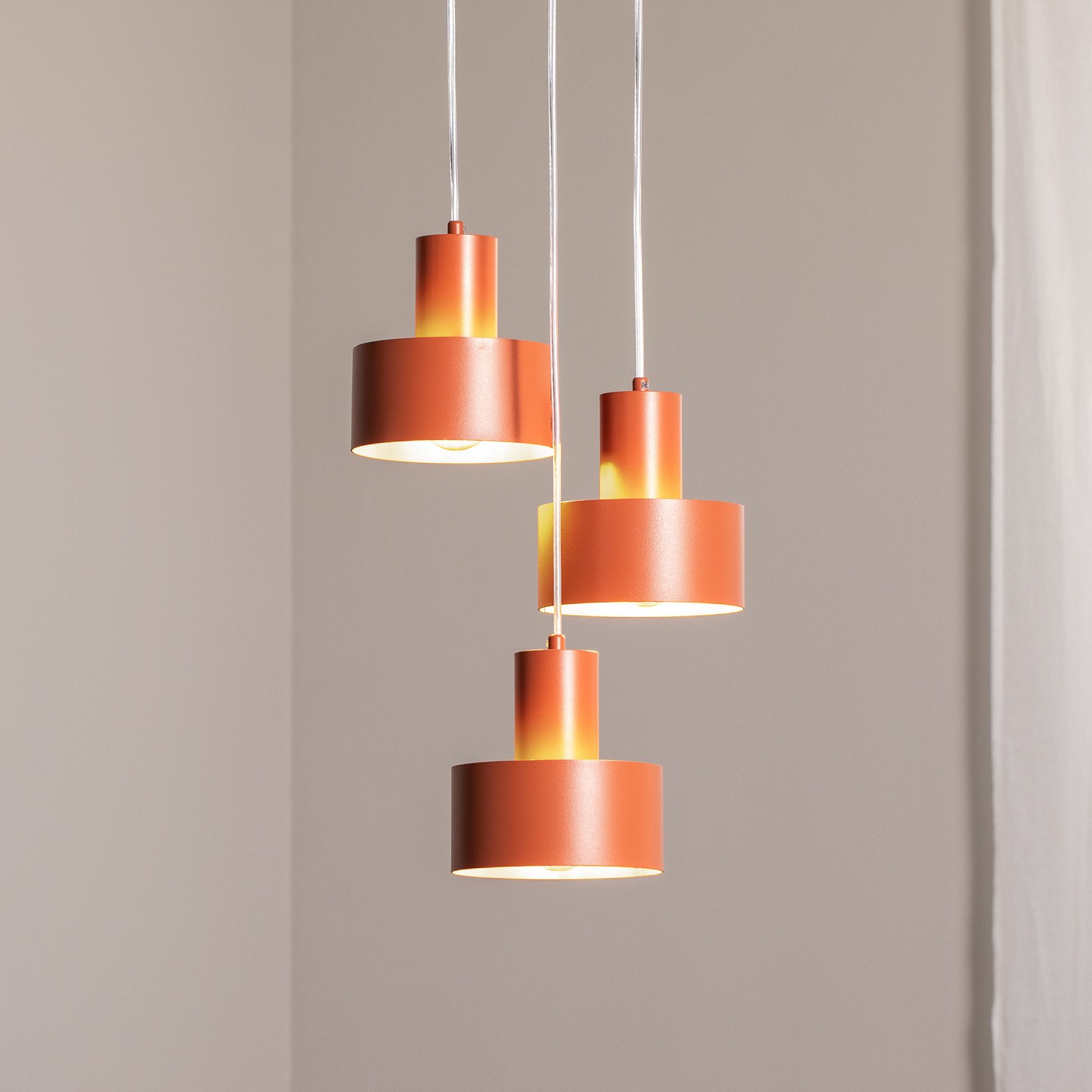 SIGMA Lampă suspendată Rif 3 roșu cărămiziu rotundă 3 becuri Ø 33 cm - Camera de zi / sufragerie - Modern - Metal