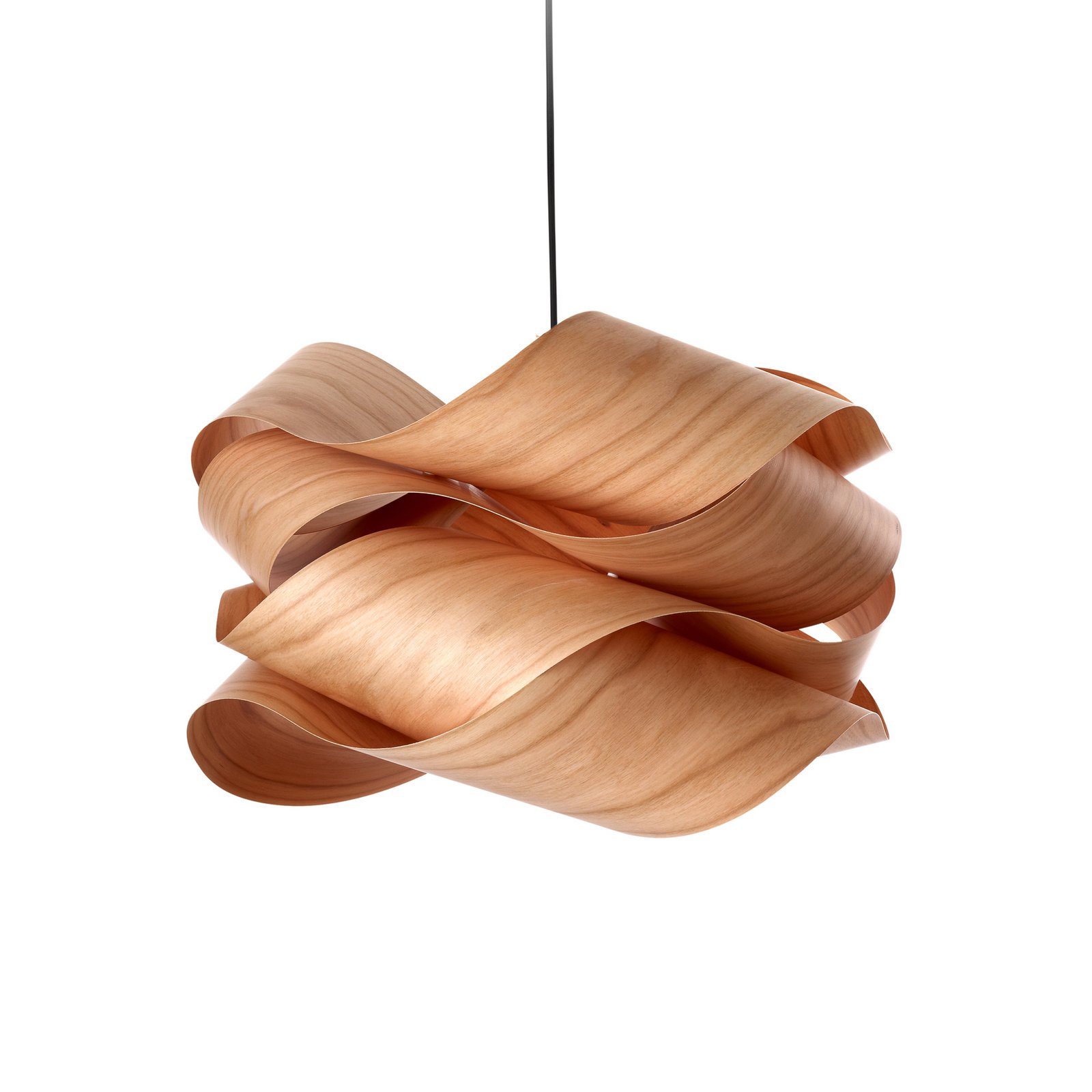 LZF hengelampe Link, kirsebærtre/nikkel, Ø 46 cm, tre