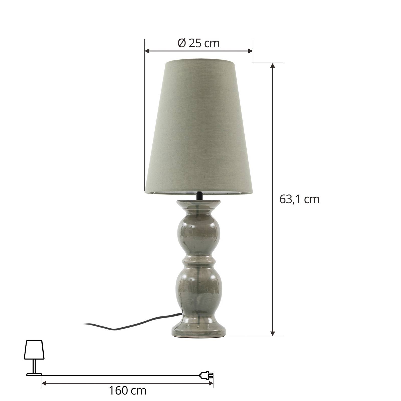 Lucande asztali lámpa lyndorin, zöld, kerámia
