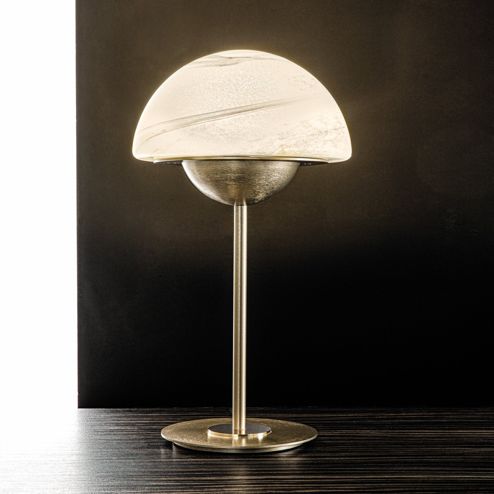 Moon table lamp, Murano glass, alabaster