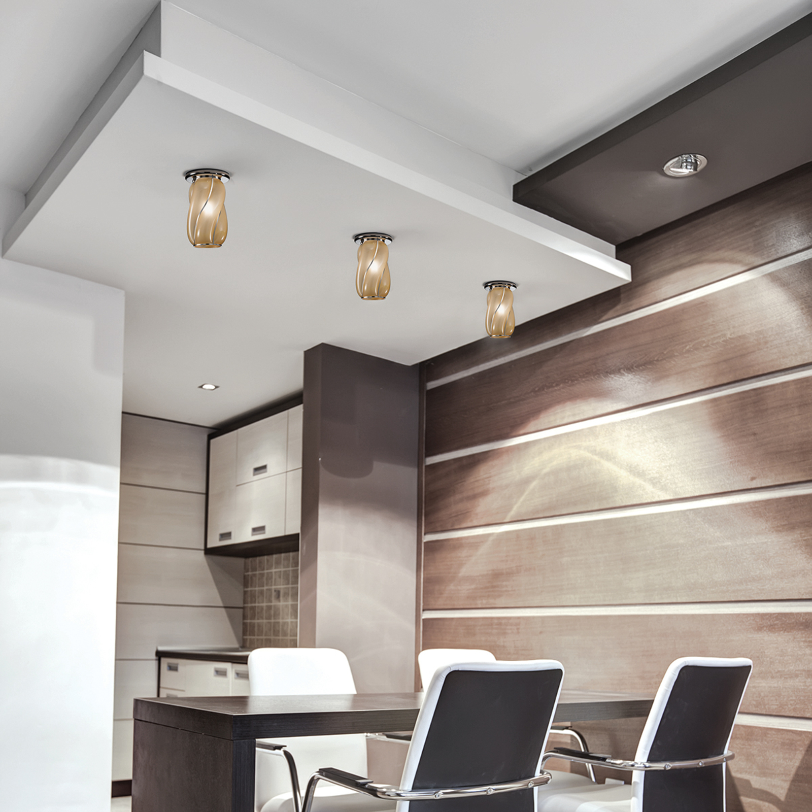 Amber-coloured Orione ceiling light, striped
