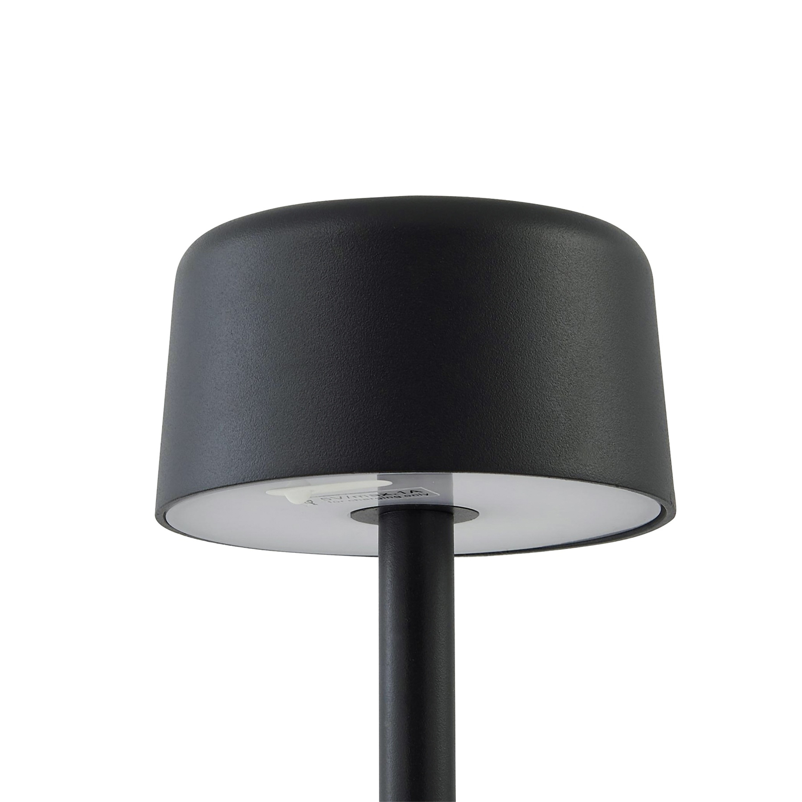 Lindby LED nabíjecí stojací lampa Isason, černá, hliník, Ø 11 cm