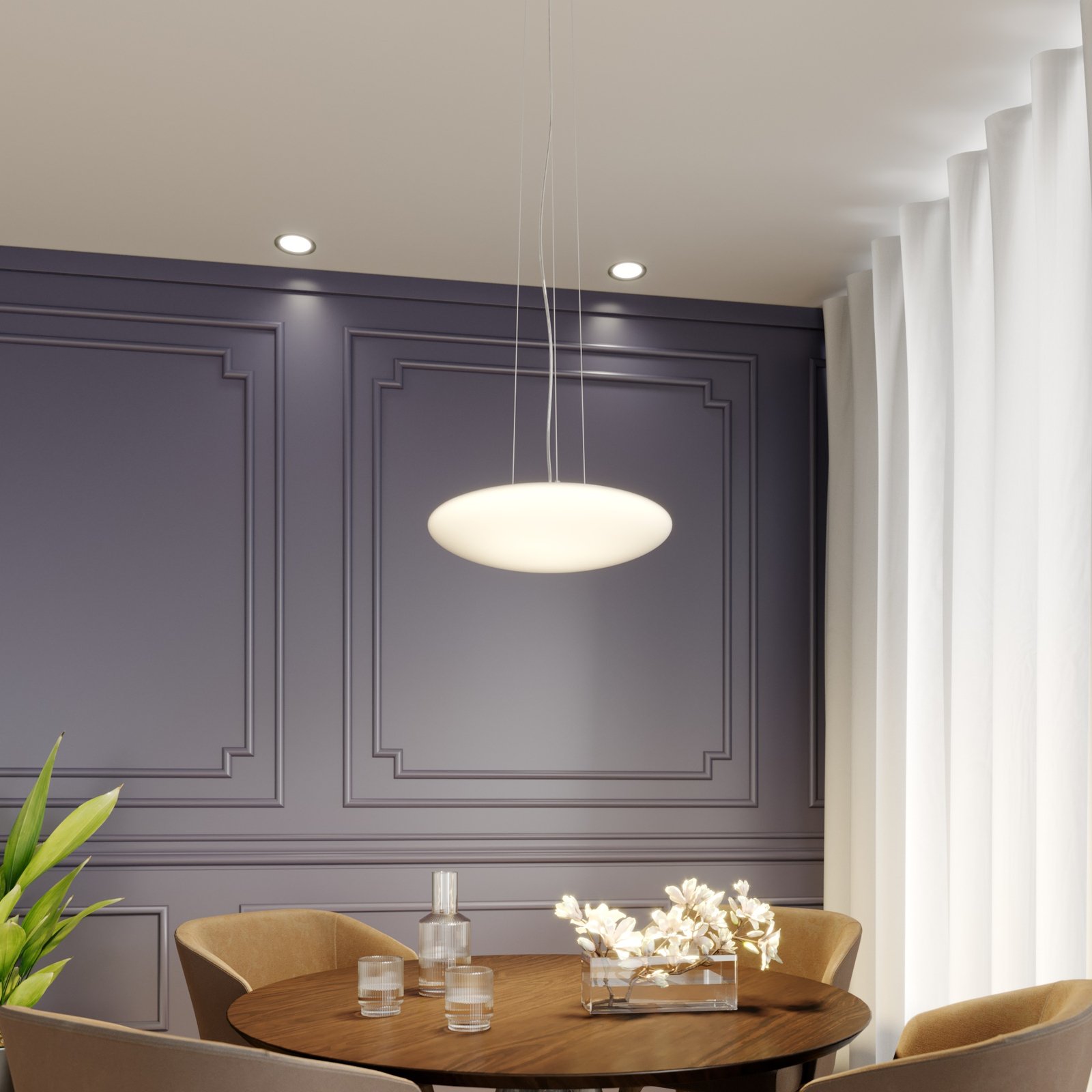 Gunda LED Pendelleuchte Opal/Nickel - Lindby