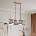 Lucande Jinda hanglamp, hout, blauwe stof