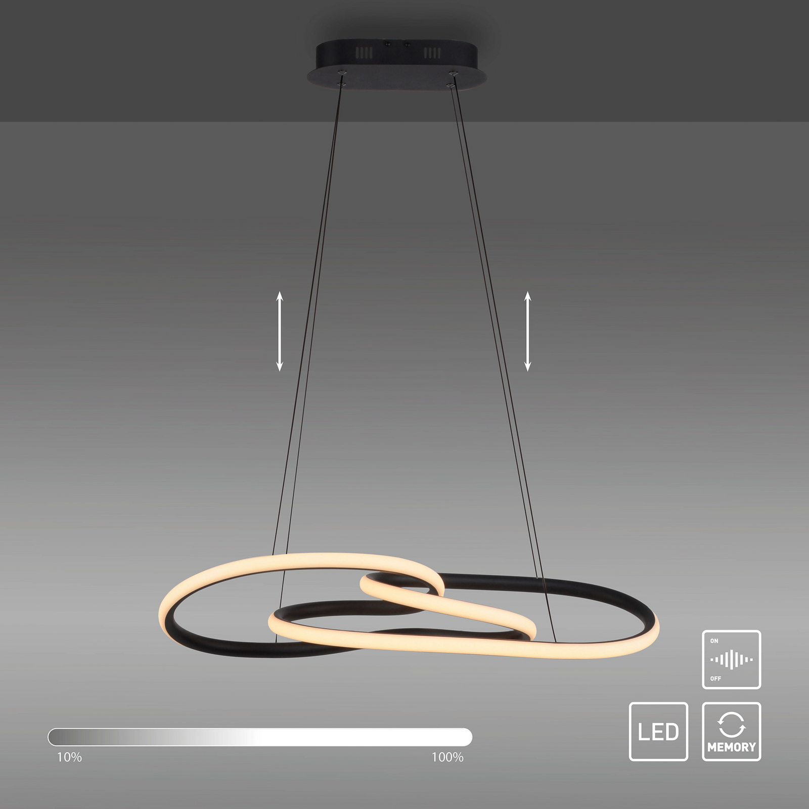 LED pakabinamas šviestuvas „TWIST“, juodos spalvos, ilgis 76 cm, metalinis LED pakabinamas šviestuvas „TWIST“, juodos spalvos, ilgis 76 cm, metalinis