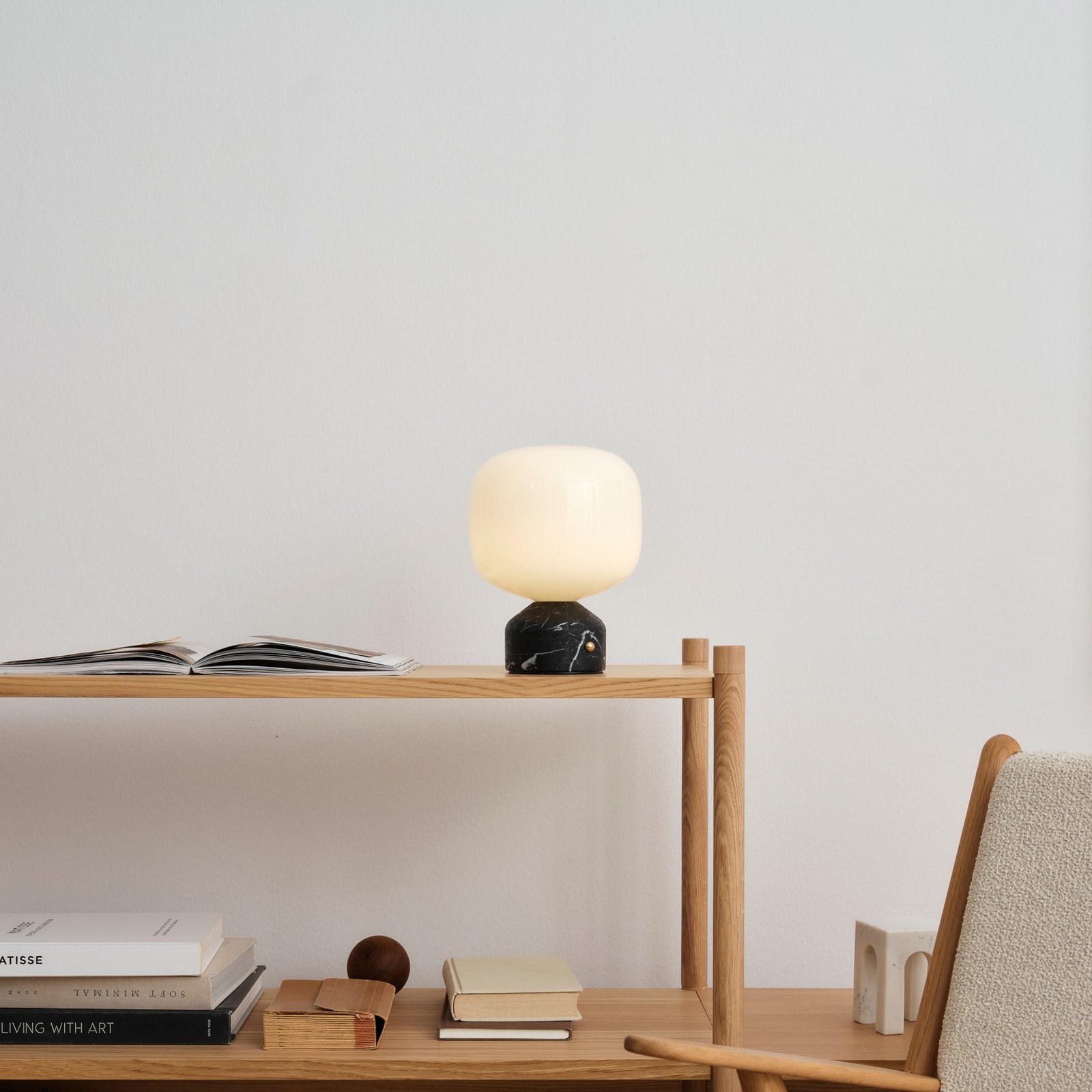 lampe à poser LED rechargeable Meemo, marbre noir, verre - GEJST