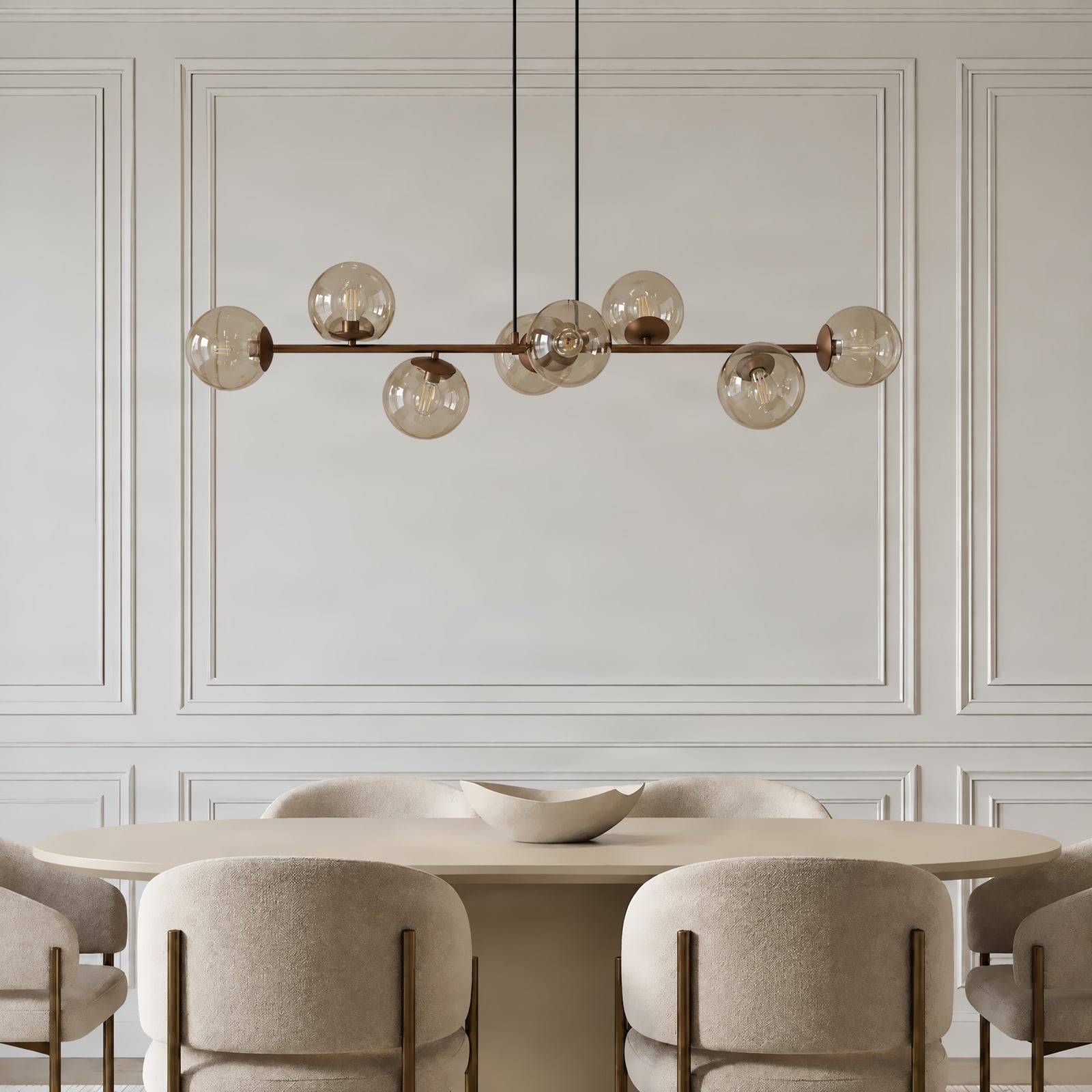 Lindby Isamer pendant light, coffee brown/amber, length 130 cm Lindby Isamer pendant light, coffee brown/amber, length 130 cm