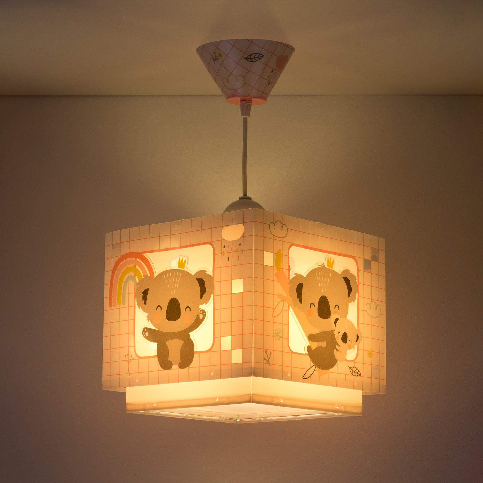 Kinder-hanglamp Koala, 1-lamp, roze
