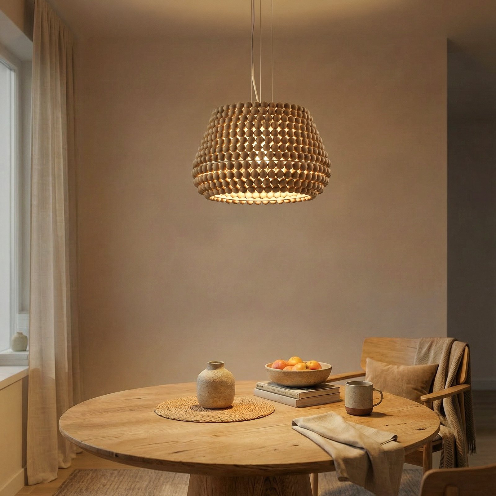 Melori riippuvalaisin, Ø 51 cm, luonnonväri, E27, puu - Lucande