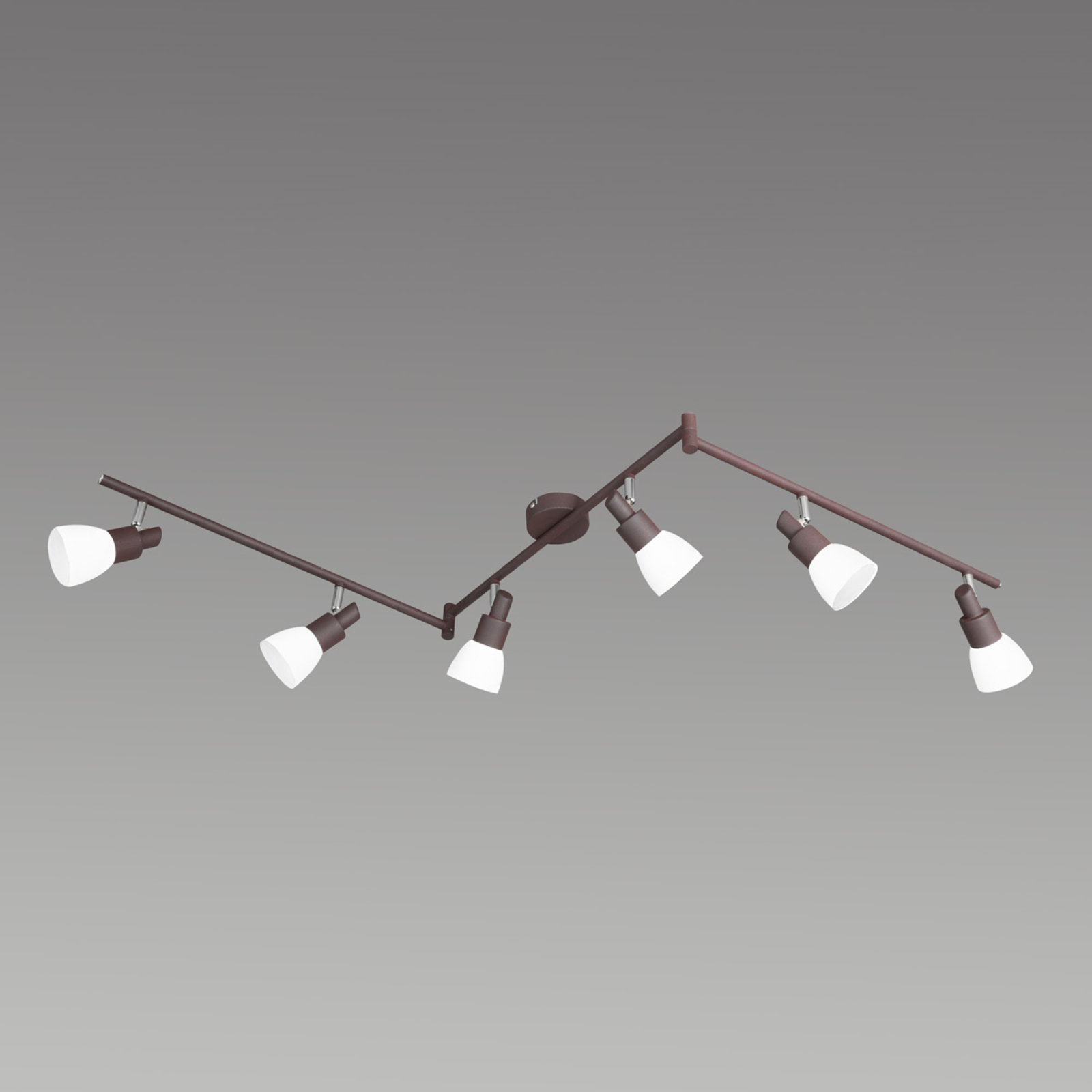 Wofi 6-bulb Eve LED ceiling light in antique brown, for Living / Dining Room, metal, glass, 5 W, energy efficiency: A+, L: 157 cm, H: 21 cm