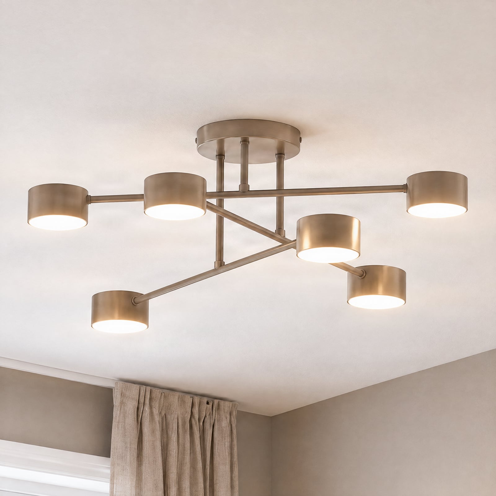 Lampa sufitowa HALO, beżowa, średnica 60 cm, 6-punktowa, metalowa, GX53