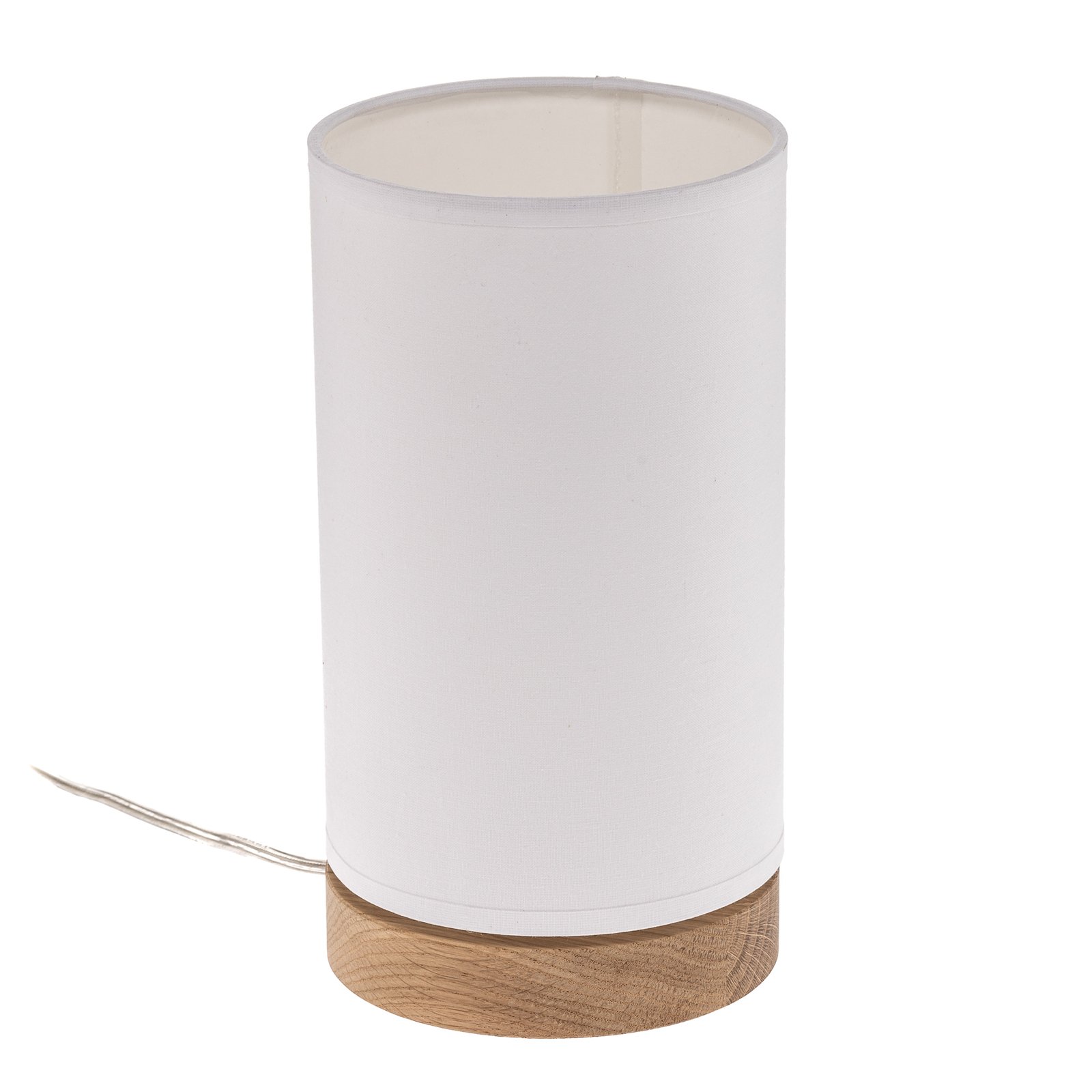 Canvas table lamp, oak, round, white