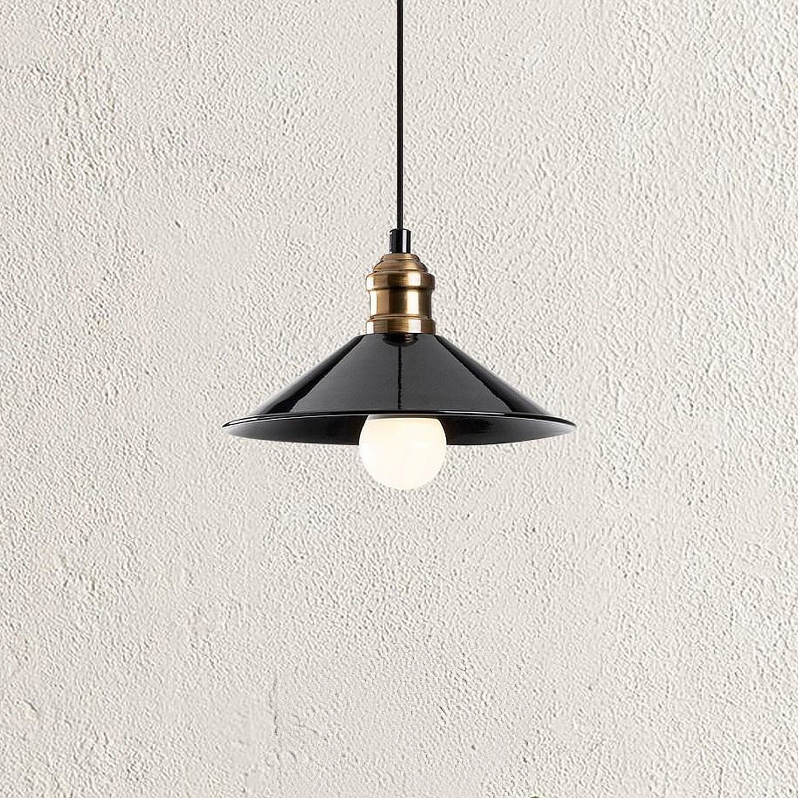 Lampada a sospensione Berceste 250-S, nero/oro, metallo, Ø 24 cm