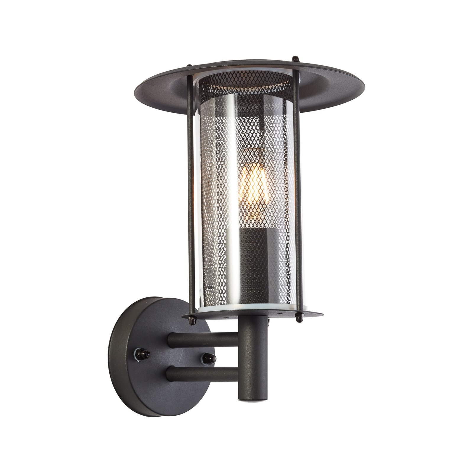 Detroit outdoor wall light, matt black, metal, plastic