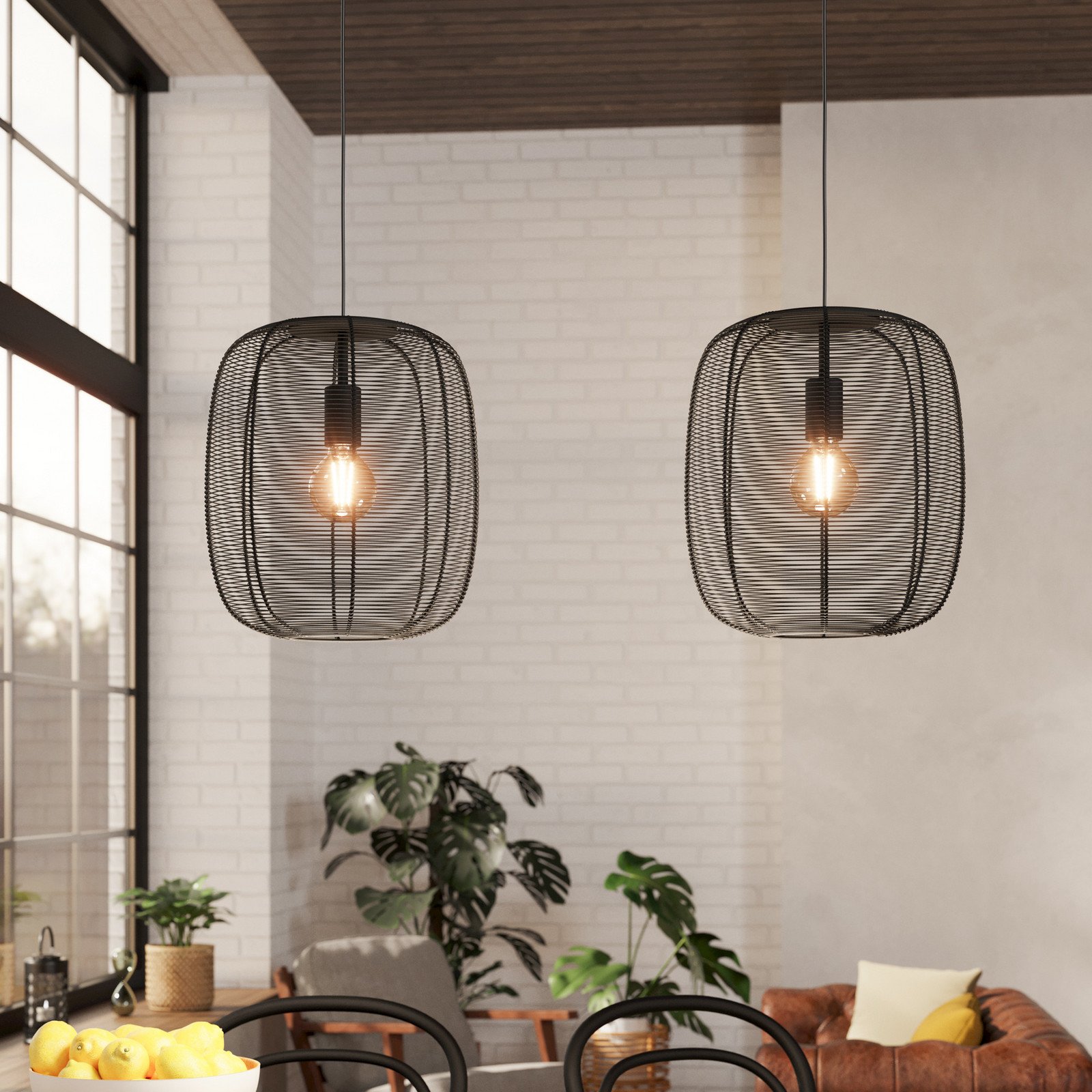 EGLO Lampă suspendată Rinroe lungime 90 cm negru 2 lumini oțel - Camera de zi / sufragerie - modern - Metal