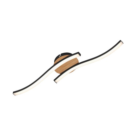 LED-Deckenlampe Go 2-flg schwarz/Holzdekor gewellt
