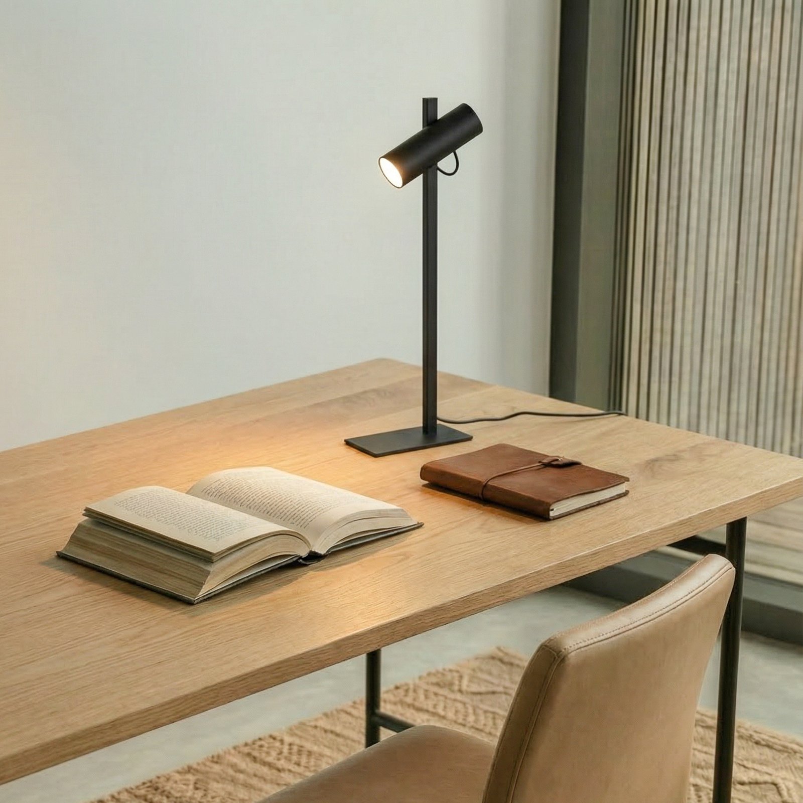 Lucande Lysias table lamp, black, metal, height 55cm