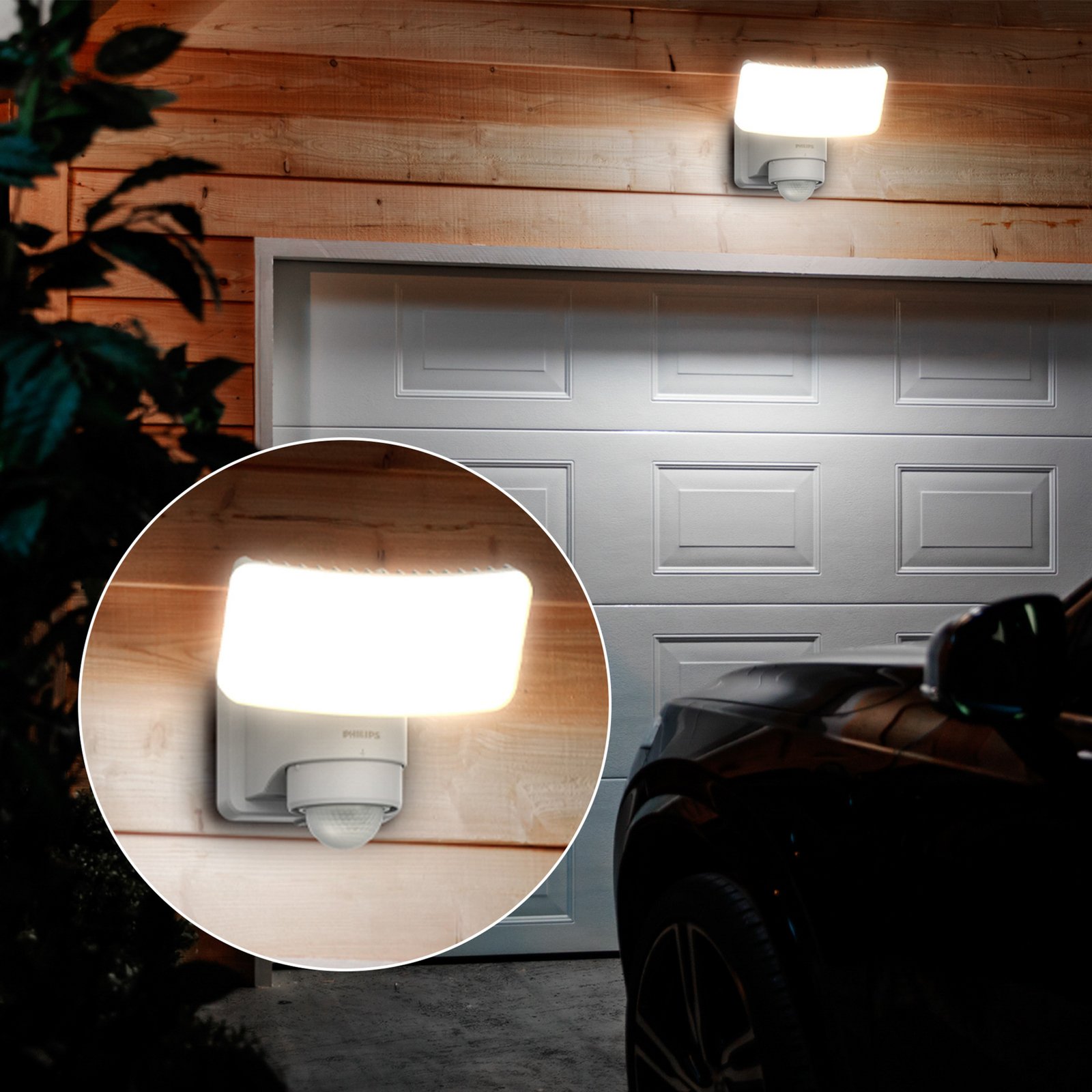 Philips LED-Solar-Außenstrahler Tylus, weiß, 5.000 K, Sensor