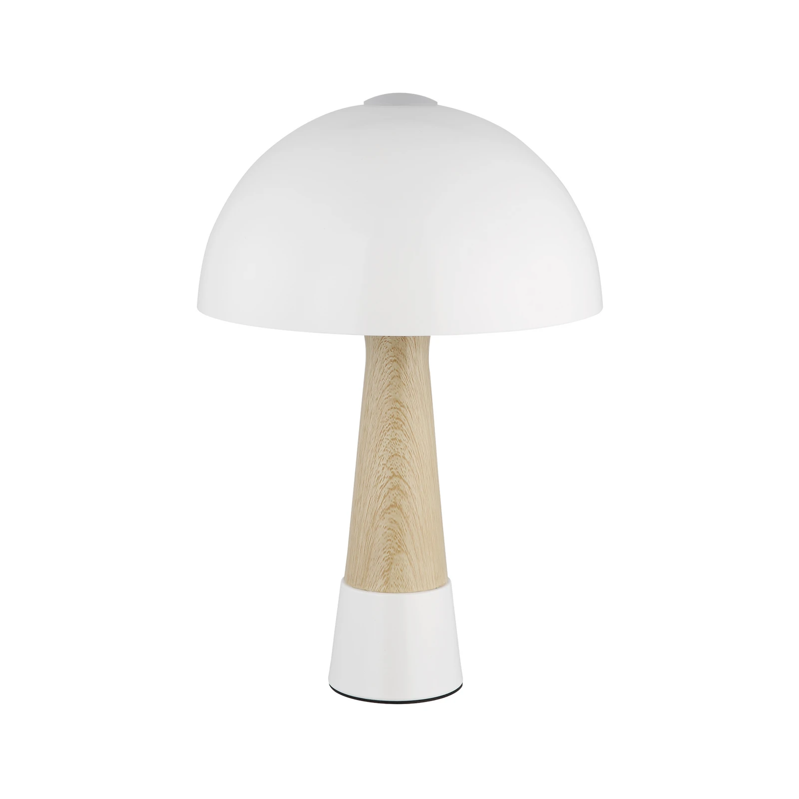 Tafellamp Paulin, zandkleur/houtlook, metaal, 37 cm, E27