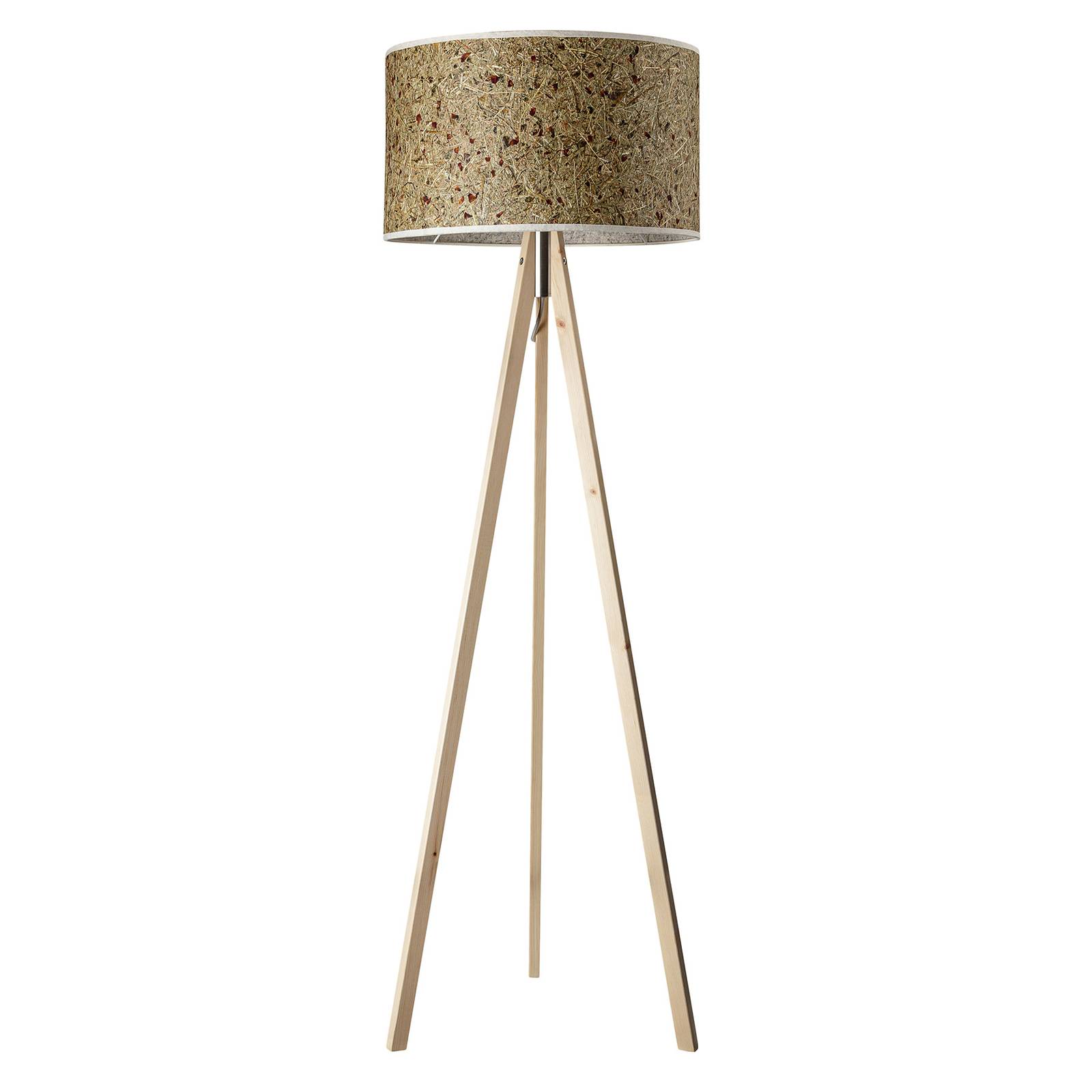 LeuchtNatur Wooden Floor Lamp - Living / Dining Room - Tripod Standard Lamp - dimmable - Scandinavian - Brown